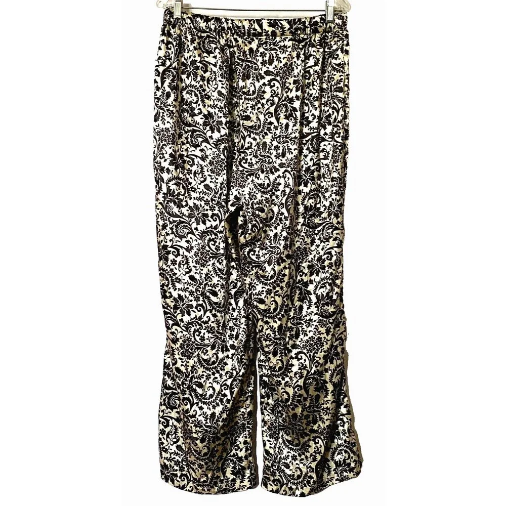 Soft Moments Pajama Satin Lounge Pants Size 14/16 Multicolor Damask Pattern